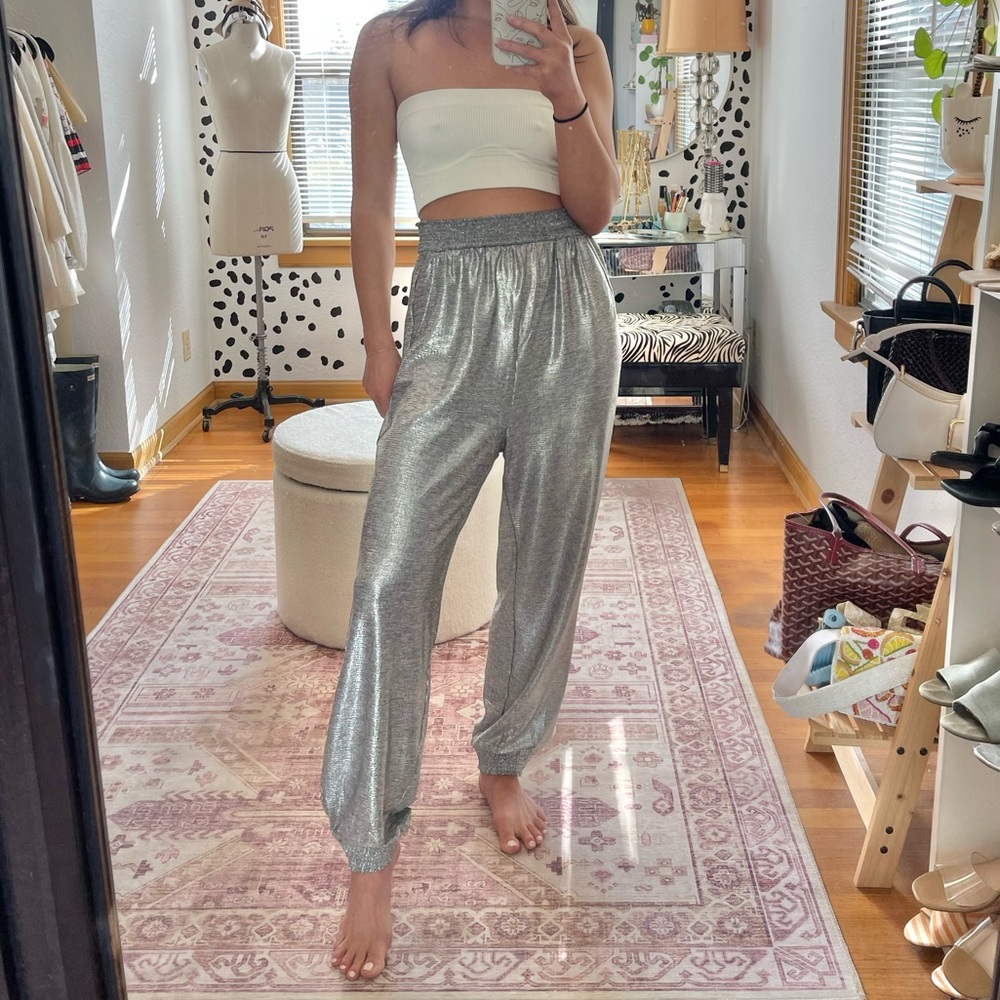 Fun Silver Anthropologie Pant